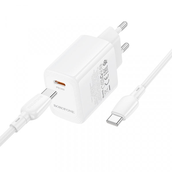 Borofone Wall Charger BN26 Fuente, 20W, 3A, 1 x USB-C, with USB-C Cable, White