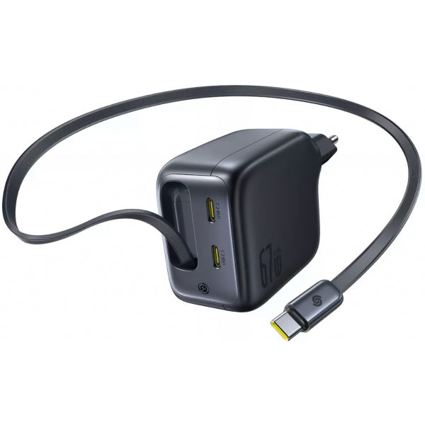 Baseus Wall Charger EnerCore CJ11, 67W, 3.35A, 2 x USB-C, with USB-C Cable, Black E0121E00