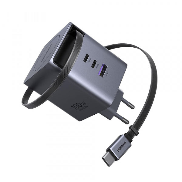 Ugreen Wall Charger X616 (65828), 100W, 5A, 1 x USB-A - 3 x USB-C, with USB-C Cable, Grey