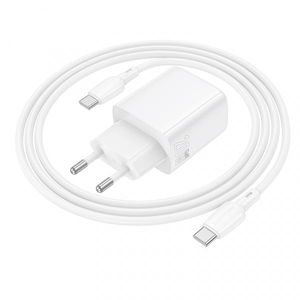 Borofone Wall Charger BN26 Fuente, 20W, 3A, 1 x USB-C, with USB-C Cable, White