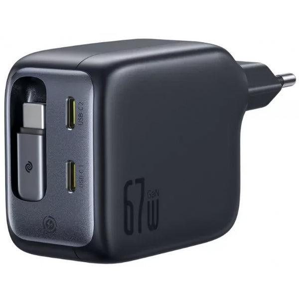 Baseus Wall Charger EnerCore CJ11, 67W, 3.35A, 2 x USB-C, with USB-C Cable, Black E0121E00