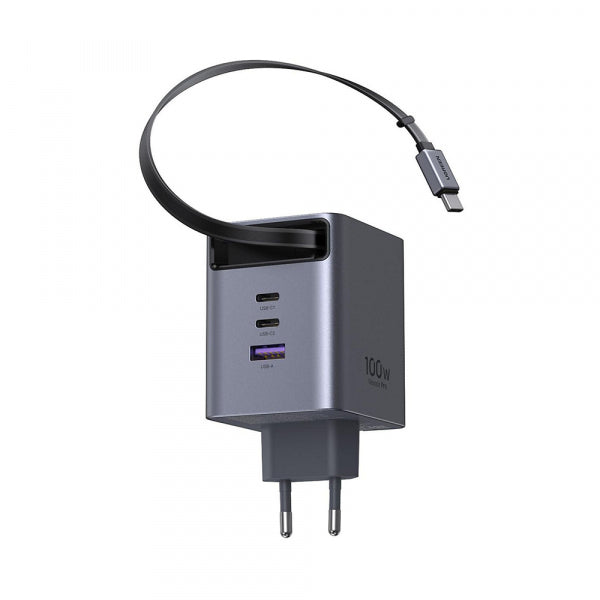 Ugreen Wall Charger X616 (65828), 100W, 5A, 1 x USB-A - 3 x USB-C, with USB-C Cable, Grey
