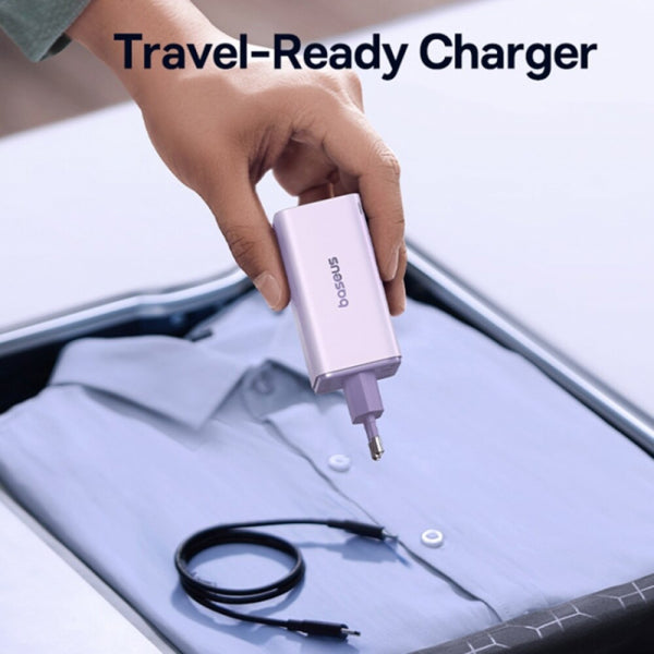Baseus Wall Charger GaN6 Pro, 100W, 3.25A, 2 x USB-A - 2 x USB-C, with USB-C Cable, Purple P10162705532-00