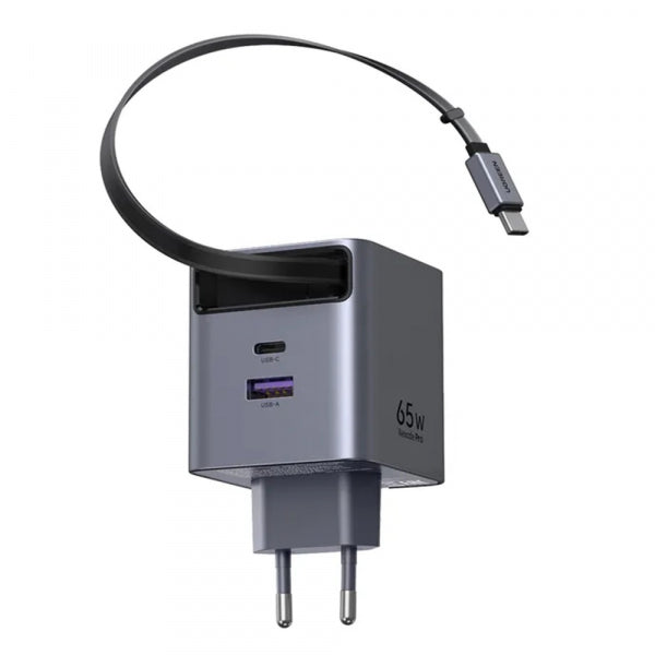Ugreen Wall Charger X615, 65W, 3A, 1 x USB-A - 1 x USB-C, with USB-C Cable, Grey