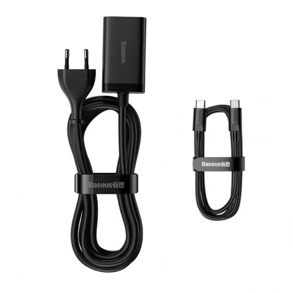 Baseus Desktop Charger GaN3 Pro, 65W, 3A, 2 x USB-A - 2 x USB-C, with USB-C Cable, Black CCGP040101