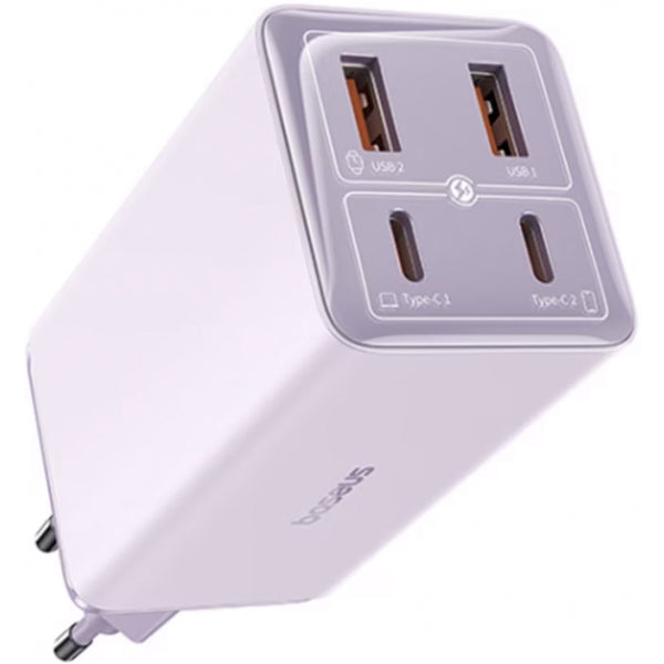 Baseus Wall Charger GaN6 Pro, 100W, 3.25A, 2 x USB-A - 2 x USB-C, with USB-C Cable, Purple P10162705532-00