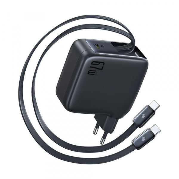Baseus Wall Charger EnerCore CJ21, 67W, 3.35A, 1 x USB-C, with USB-C Cable, Black E0121D00