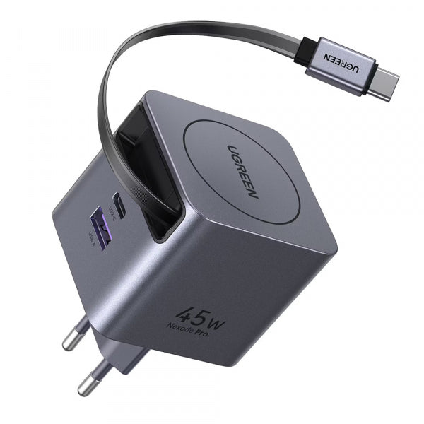 Ugreen Wall Charger X614, 45W, 3A, 1 x USB-A - 1 x USB-C, with USB-C Cable, Grey