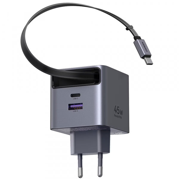 Ugreen Wall Charger X614, 45W, 3A, 1 x USB-A - 1 x USB-C, with USB-C Cable, Grey