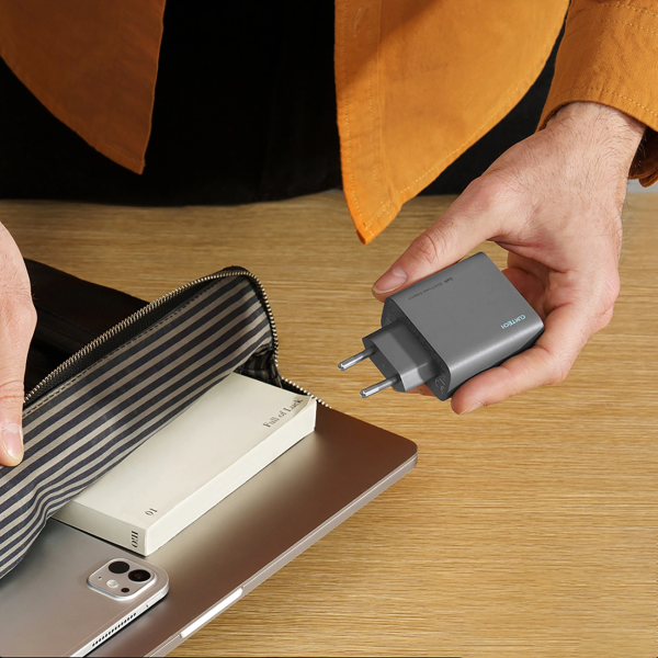 Cuktech Wall Charger 65W, 3A, 1 x USB-A - 2 x USB-C, Grey CUKAD653EUGR