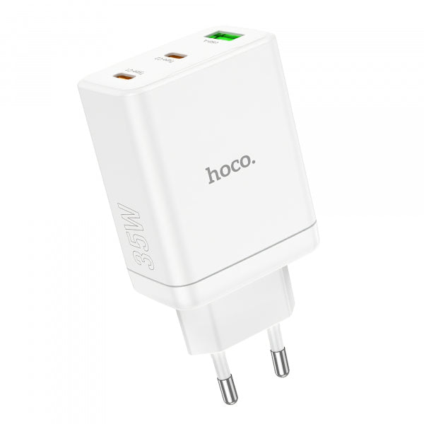 Hoco Wall Charger N33, 35W, 3A, 1 x USB-A - 2 x USB-C, White