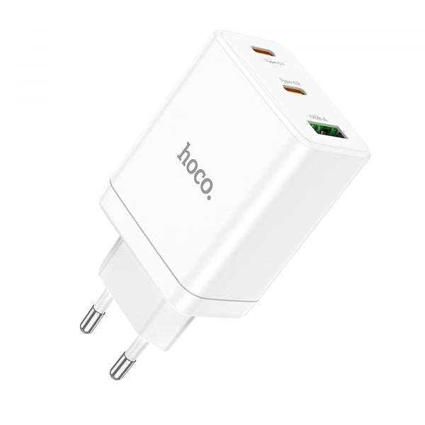 Hoco Wall Charger N33, 35W, 3A, 1 x USB-A - 2 x USB-C, White