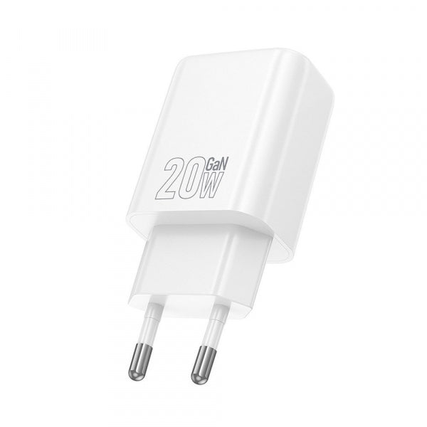 Hoco Wall Charger N61, 20W, 3A, 1 x USB-A - 1 x USB-C, White