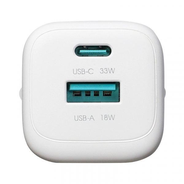 Joyroom Wall Charger JR-TG7, 33W, 3A, 1 x USB-A - 1 x USB-C, White