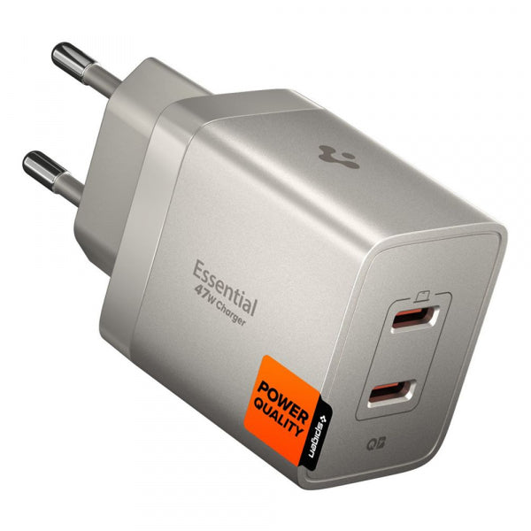Spigen Wall Charger EE472EU Essential, 47W, 3A, 2 x USB-C, Natural Titanium ACH10451