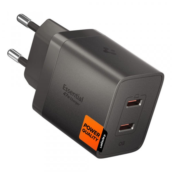 Spigen Wall Charger EE472EU Essential, 47W, 3A, 2 x USB-C, Grey ACH10450