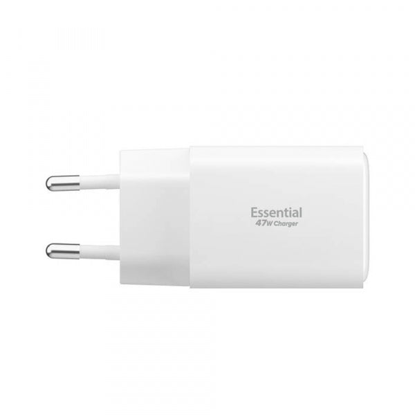 Spigen Wall Charger EE473EU Essential, 47W, 3A, 1 x USB-A - 2 x USB-C, White ACH09464