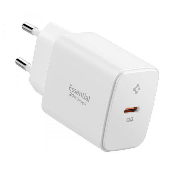 Spigen Wall Charger Essential, 20W, 3A, 1 x USB-C, White ACH08701