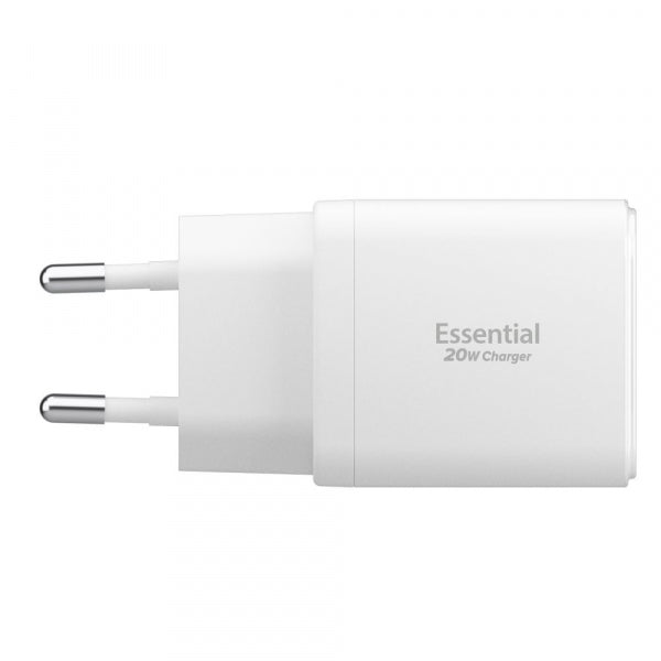 Spigen Wall Charger Essential, 20W, 3A, 1 x USB-A - 1 x USB-C, White ACH08704