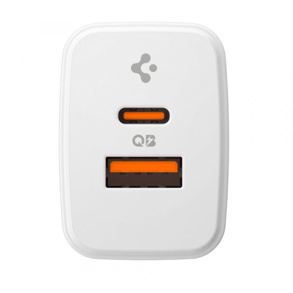 Spigen Wall Charger Essential, 20W, 3A, 1 x USB-A - 1 x USB-C, White ACH08704