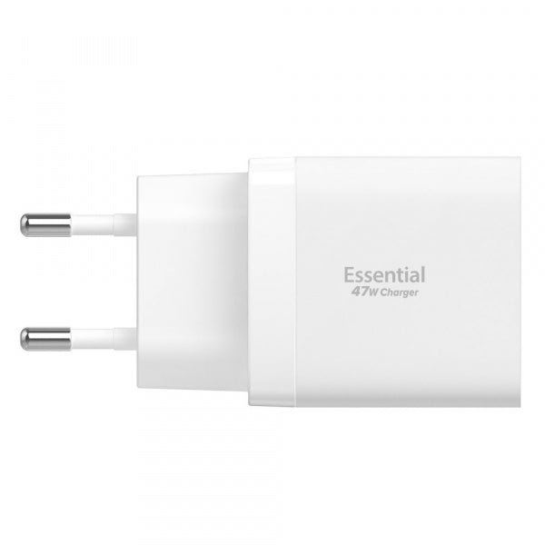 Spigen Wall Charger Essential, 47W, 3A, 2 x USB-C, White ACH08707