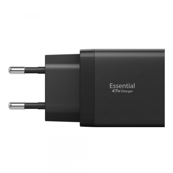 Spigen Wall Charger Essential, 47W, 3A, 2 x USB-C, Black ACH09457