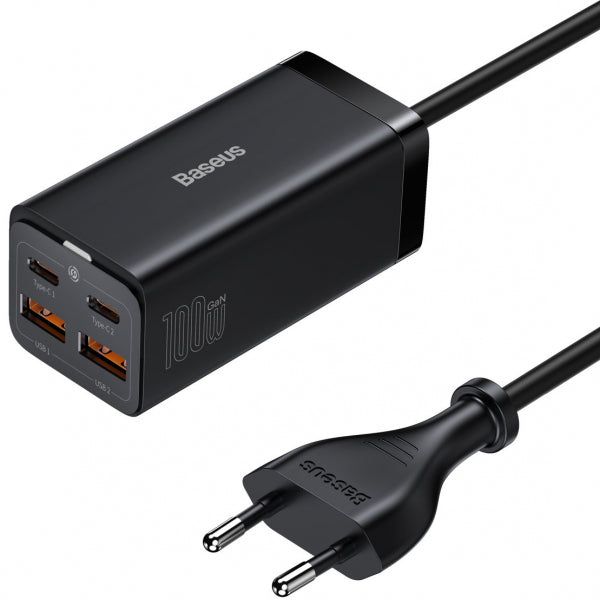 Baseus Desktop Charger GaN3 Pro, 100W, 5A, 2 x USB-A - 2 x USB-C, Black CCGP000101