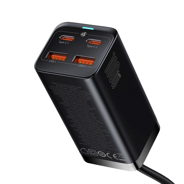 Baseus Desktop Charger GaN3 Pro, 100W, 5A, 2 x USB-A - 2 x USB-C, Black CCGP000101