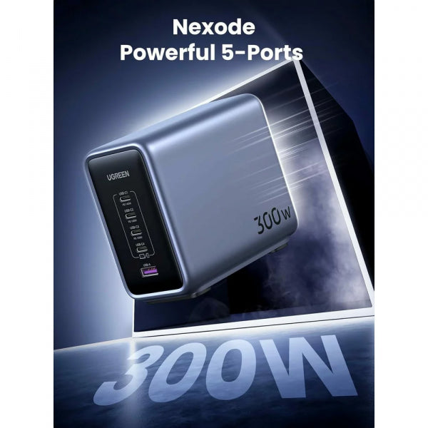 Ugreen Desktop Charger CD333 Nexode, 300W, 5A, 1 x USB-A - 4 x USB-C, Grey