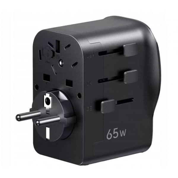 Ugreen Travel Adapter S550 (55001), 65W, 3.25A, 1 x USB-A - 2 x USB-C, Black