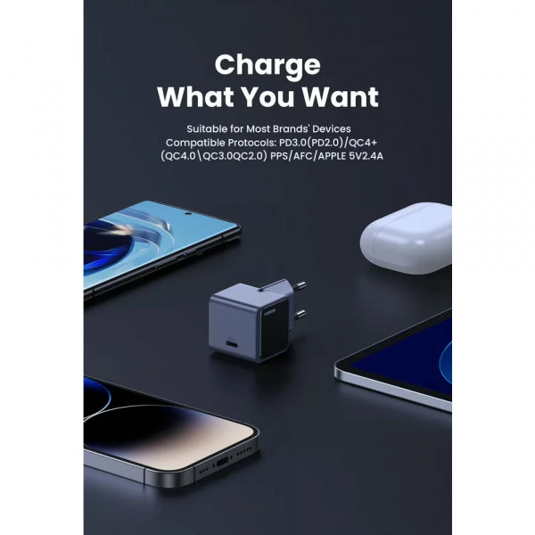 Ugreen Wall Charger X503 Nexode Air, 30W, 3A, 1 x USB-C, Grey