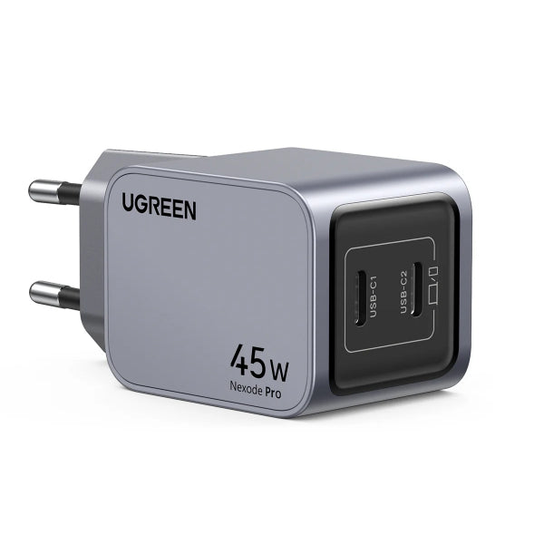 Ugreen Wall Charger X707 Nexode Pro, 45W, 3A, 2 x USB-C, Grey
