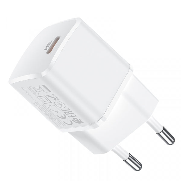 Hoco Wall Charger N10, 20W, 3A, 1 x USB-C, White