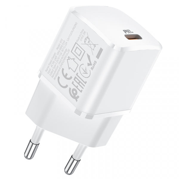 Hoco Wall Charger N10, 20W, 3A, 1 x USB-C, White