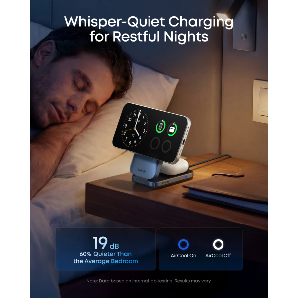 Anker Wireless Charger Prime MagGo 3in1, 25W, 1.67A, Black A25N1