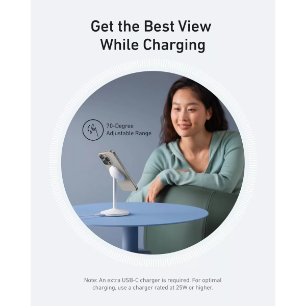 Anker Wireless Charger MagGo Stand, 15W, 1.67A, White A25X1H21