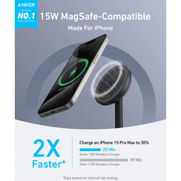 Anker Wireless Charger MagGo Stand, 15W, 1.67A, Black A25X1H11