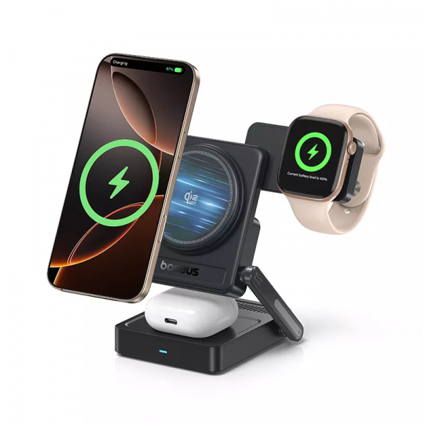 Baseus Wireless Charger PicoGo AF21 3in1, 35W, Black E0205401