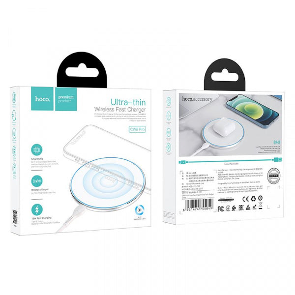 Hoco Wireless Charger CW6 Pro, 15W, 1.67A, White