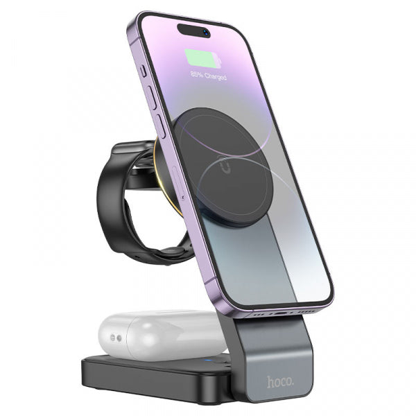 Hoco Wireless Charger CQ3 3in1, 15W, 1.67A, Black