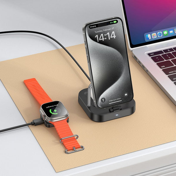 Hoco Wireless Charger CQ16A 3in1, 15W, 1.67A, Black
