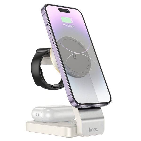 Hoco Wireless Charger CQ3 3in1, 15W, 1.67A, White