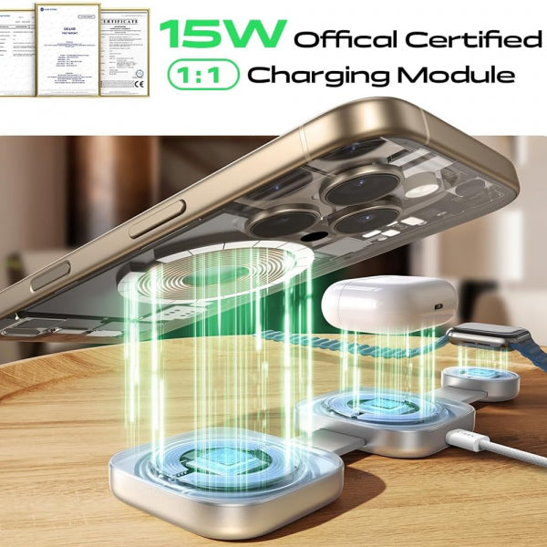 Lisen Wireless Charger 3in1, 15W, 1.67A, Grey YL0424040001