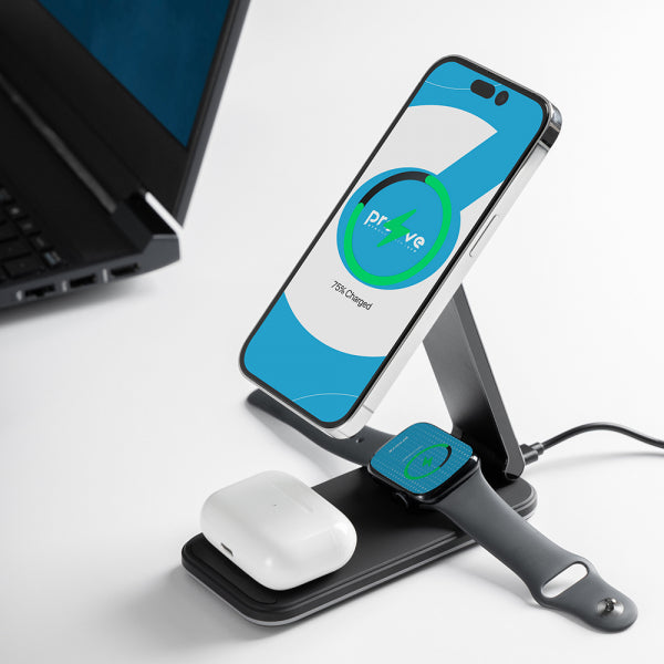 Proove Wireless Charger Energy Fold 3in1, 15W, 1.67A, Black WSEF15010001