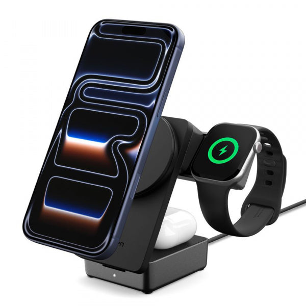 Spigen Wireless Charger EF323MQ Essential 3in1, 25W, Black ACH10398