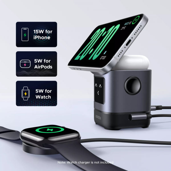 Ugreen Wireless Charger W709 Uno 2in1, 15W, 1.67A, Black