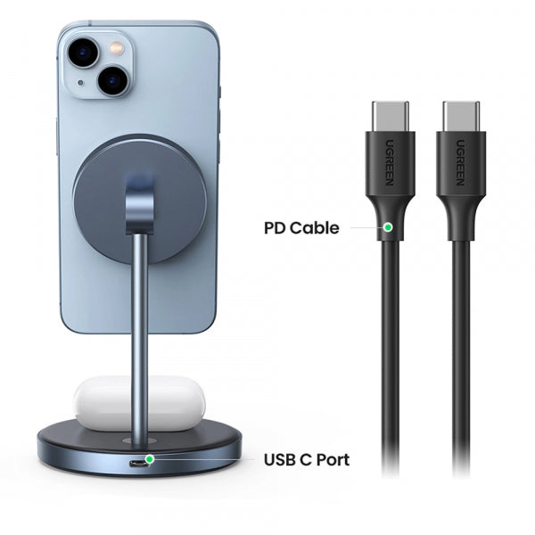 Ugreen Wireless Charger CD317 2in1, 20W, 1.67A, Black