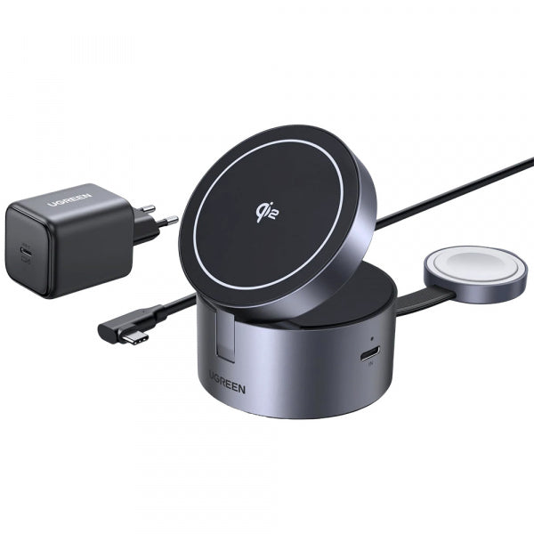 Ugreen Wireless Charger W712 (65148) 3in1, 25W, 1.67A, Grey