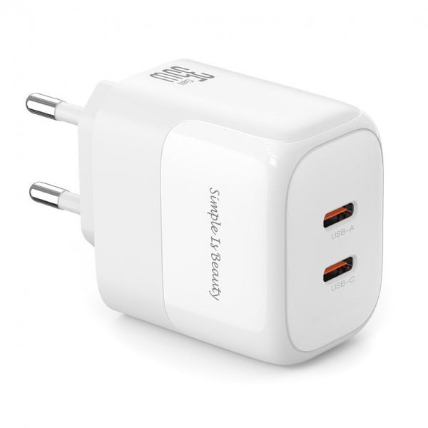 XO Design Wall Charger L140, 35W, 3A, 2 x USB-C, White