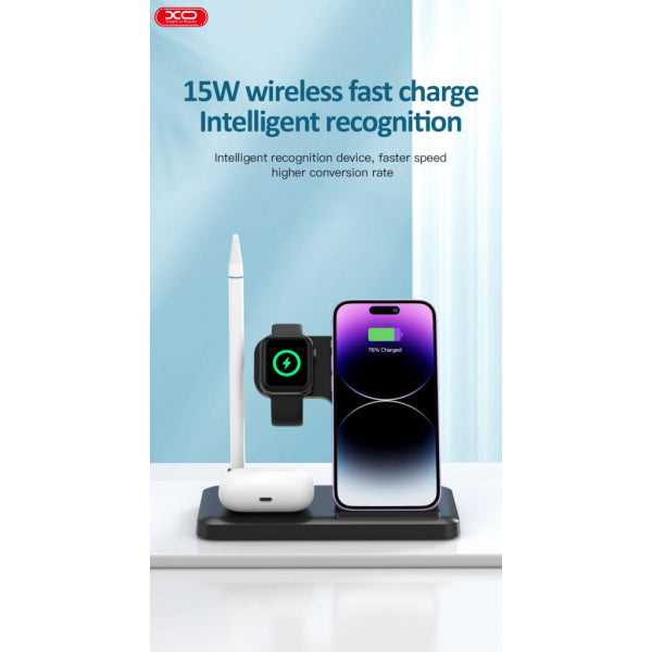 XO Design Wireless Charger WX033 4in1, 15W, 1.67A, Black